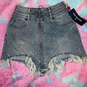 true religion Diamond mini jean skirt